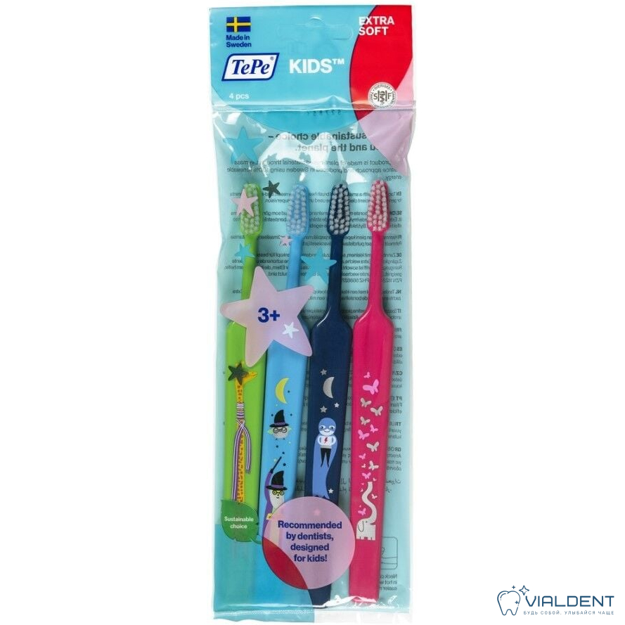 Набор из 4 щеток TePe Kids™ X-soft Набор из 4 щеток TePe Kids™ X-soft — изображение 1