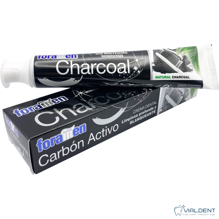 Отбеливающая зубная паста Foramen CHARCOAL Отбеливающая зубная паста Foramen CHARCOAL, 75 мл — изображение 1