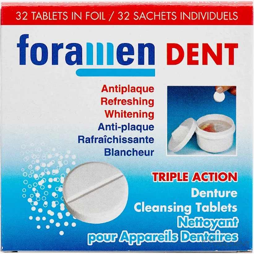 Таблетки Foramen Cleaning Таблетки Foramen Cleaning для очистки ортодонтических конструкций и съемных протезов, 32 шт — изображение 1