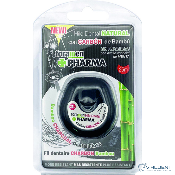 Зубная нить Foramen CHARCOAL® с угольным волокном, 25 м